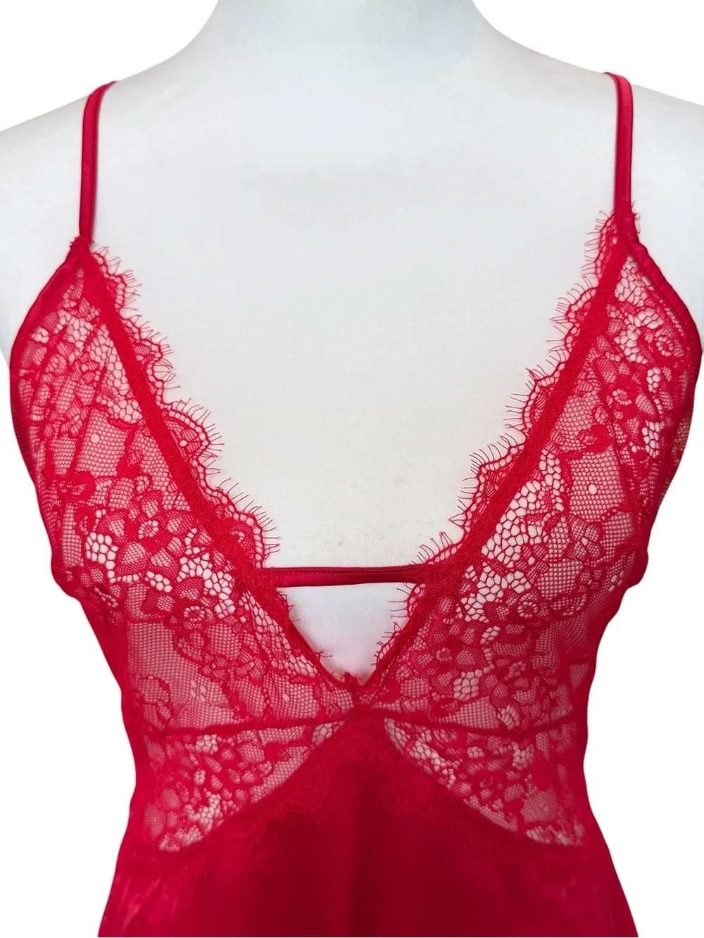 Fredericks of Hollywood Lace Babydoll Size Medium NWT Red Satin Eyelash Lingerie